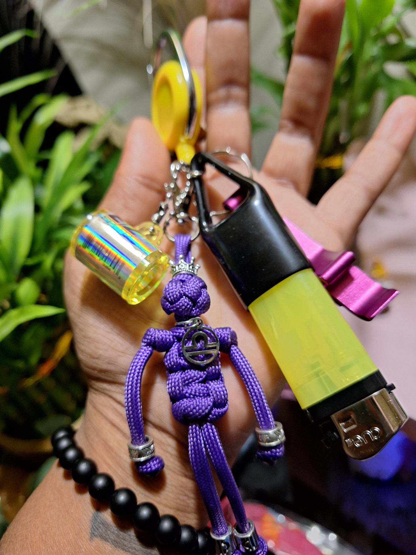 Libra Zodi Budi Purple Purple Keychain With Leash