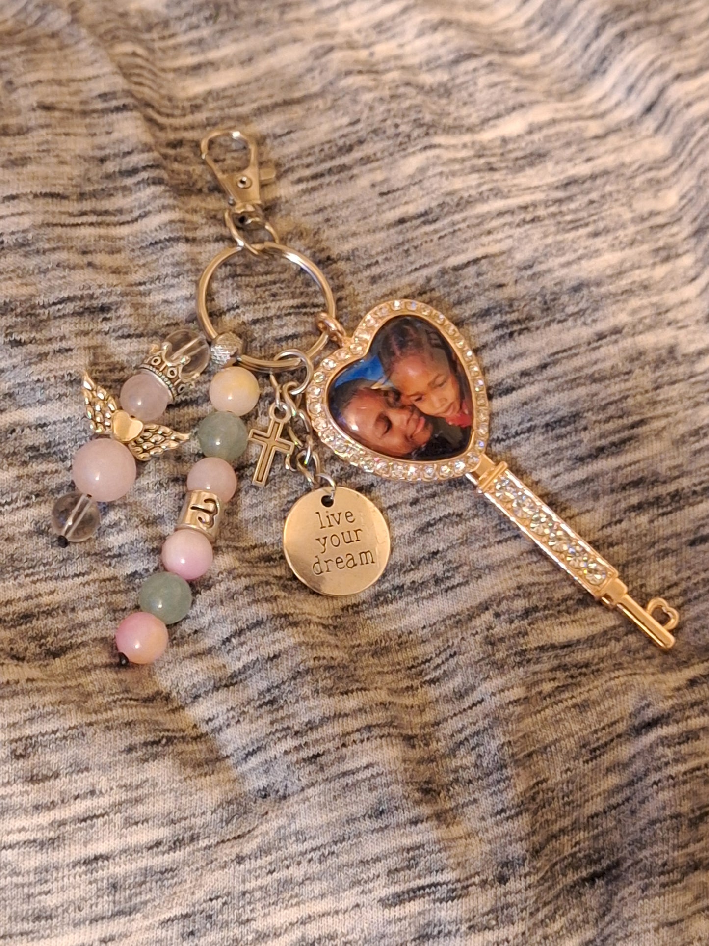Custom Heart-Key Zodiac Guardian Keybeads, Rose