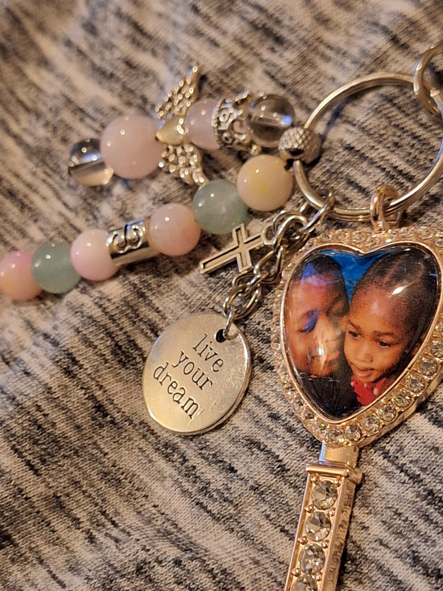 Custom Heart-Key Zodiac Guardian Keybeads, Rose