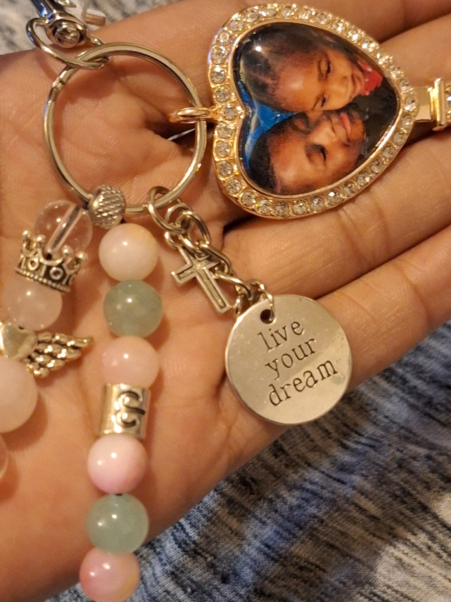 Custom Heart-Key Zodiac Guardian Keybeads, Rose