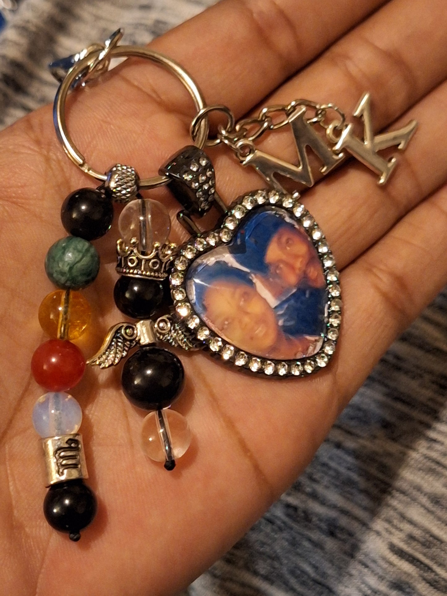 Custom Heart Zodiac Guardian Keybeads, Black