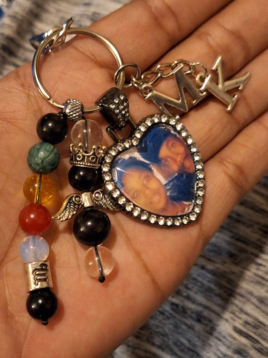 Custom Heart Zodiac Guardian Keybeads, Black