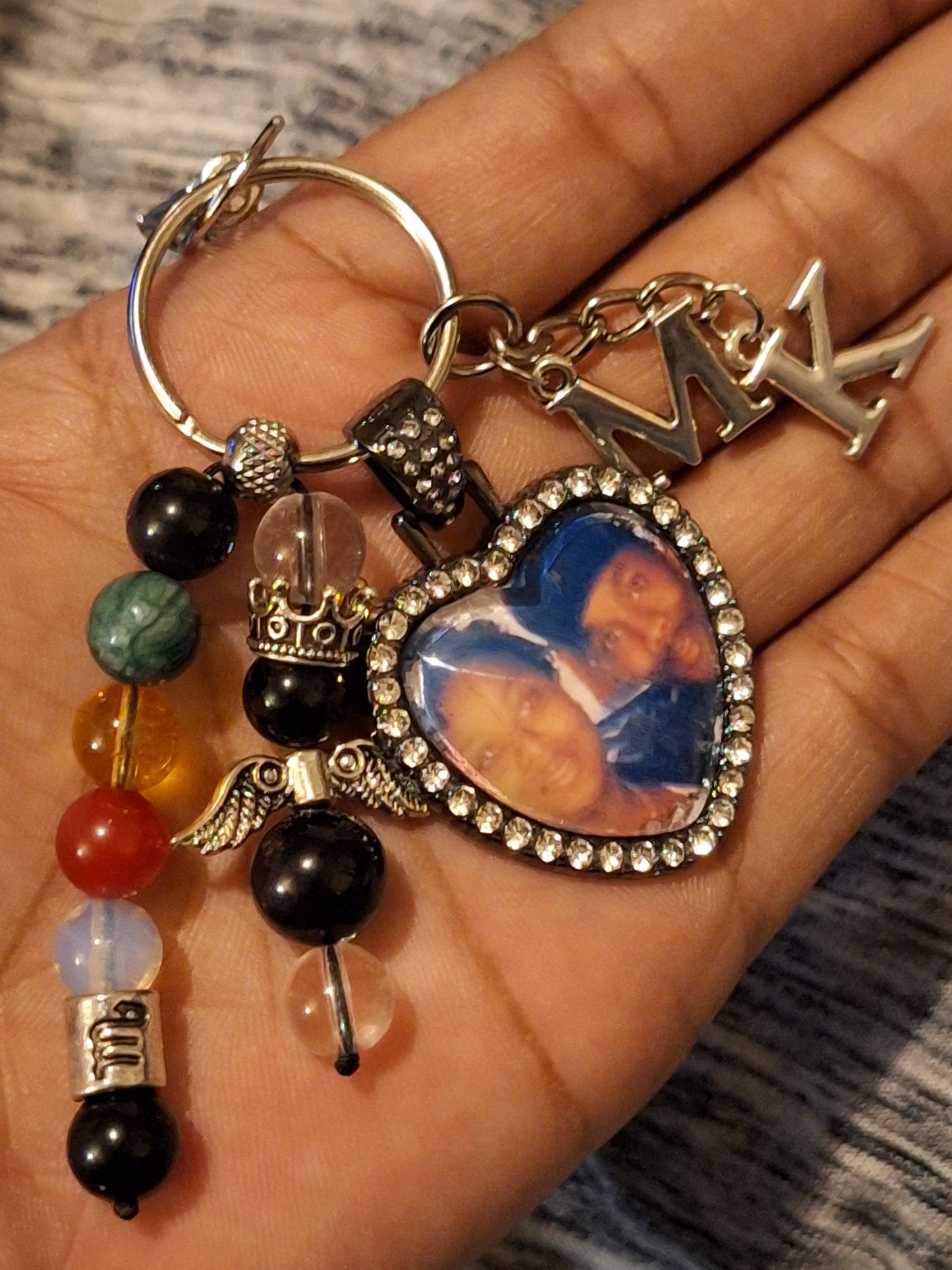 Custom Heart Zodiac Guardian Keybeads, Black