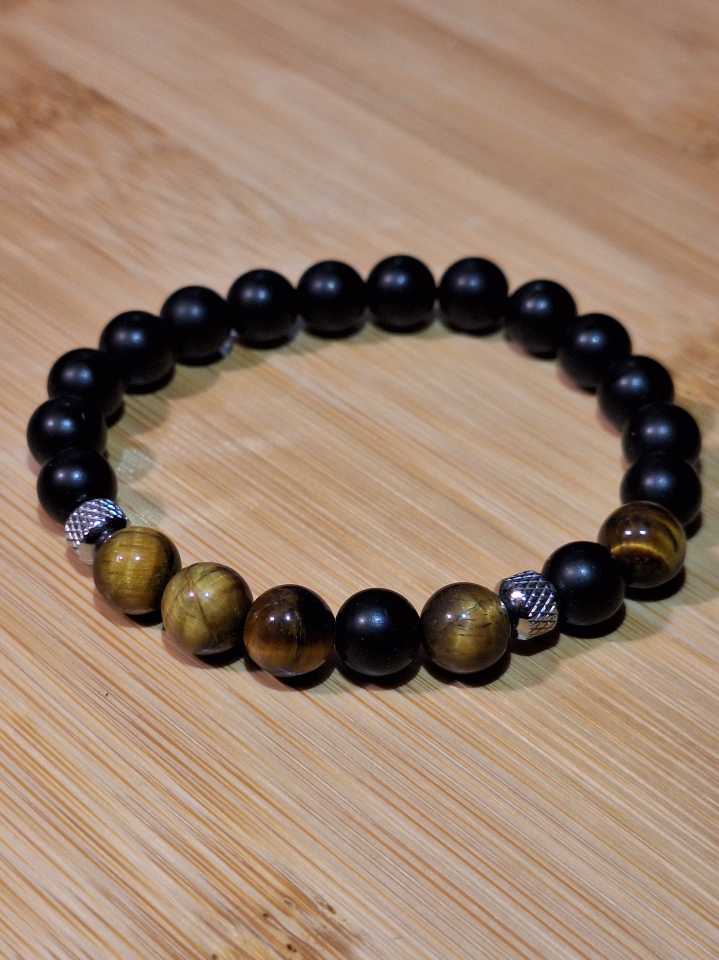 Tiger Eye and Black Onyx Stretch Bracelet
