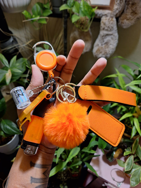 Orange PomBalm Holder 6Pc Lighter Leash Set