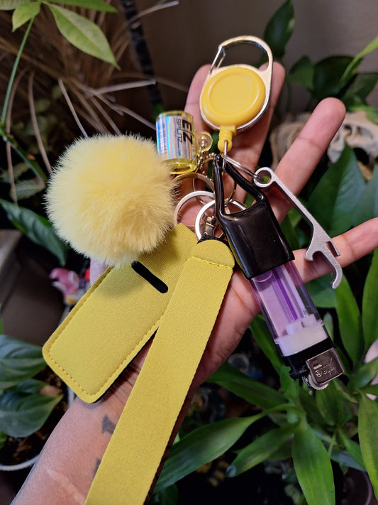 Yellow PomBalm Holder 6Pc Lighter Leash Set