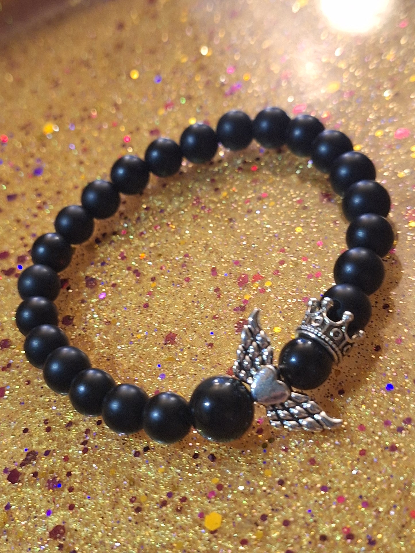 Obsidian Guardian With Onyx Stretch Bracelet
