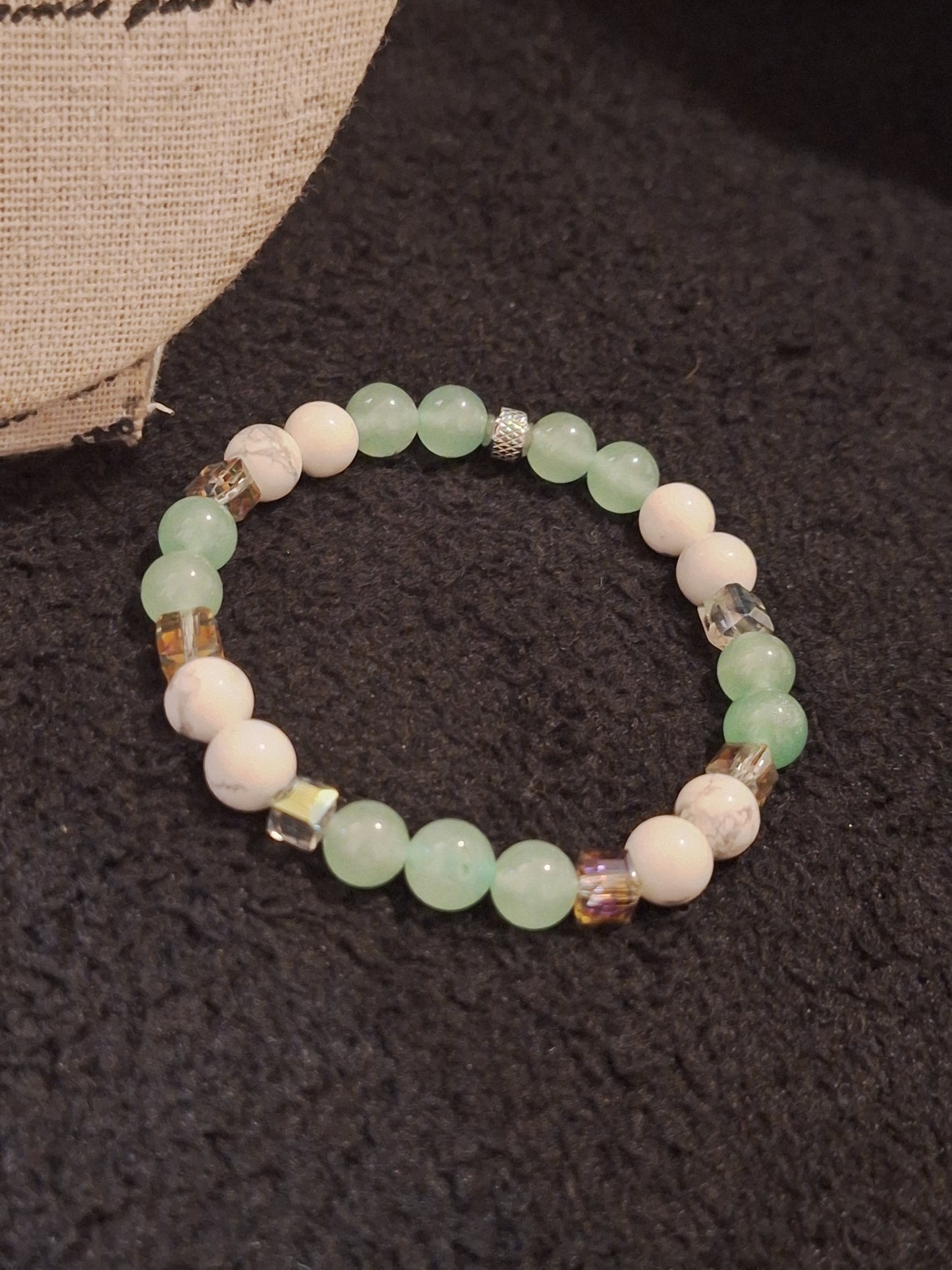 Aventurine Drop Howlite Necklace and Stretch Bracelet Set