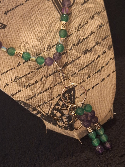 Aquarius Amethyst 2 Piece Lanyard and Keybead Set Agate