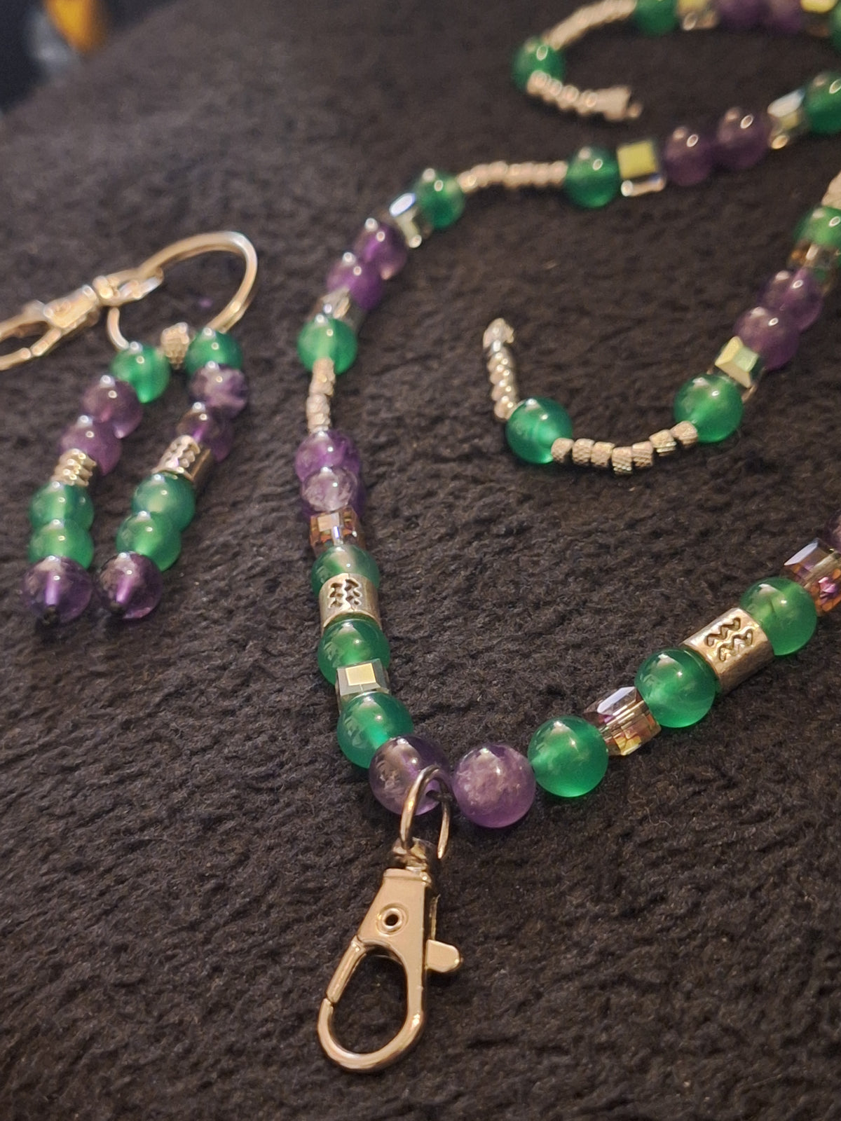 Aquarius Amethyst 2 Piece Lanyard and Keybead Set Agate