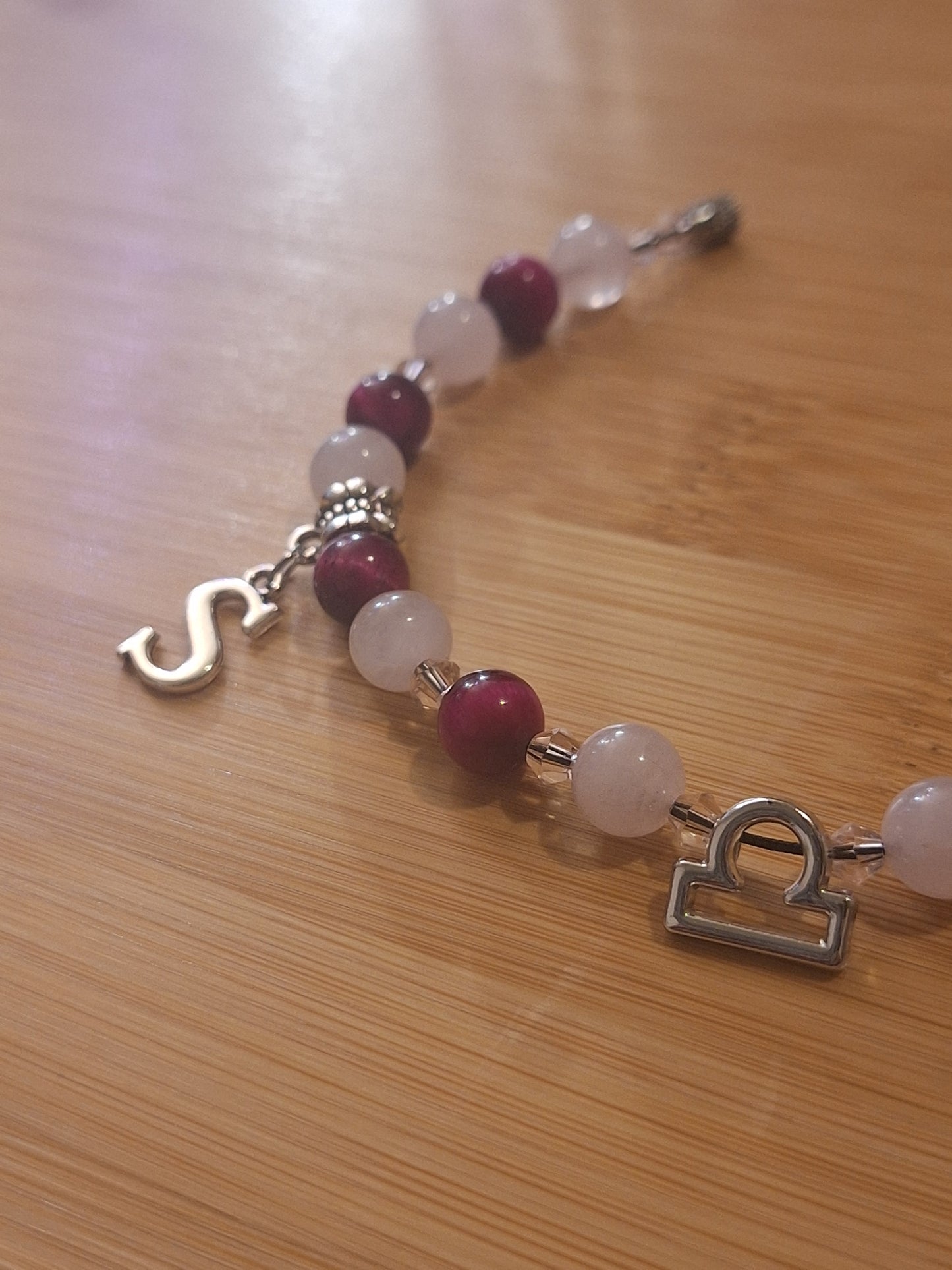 Libra Custom Charm Anklet - Rose Magenta