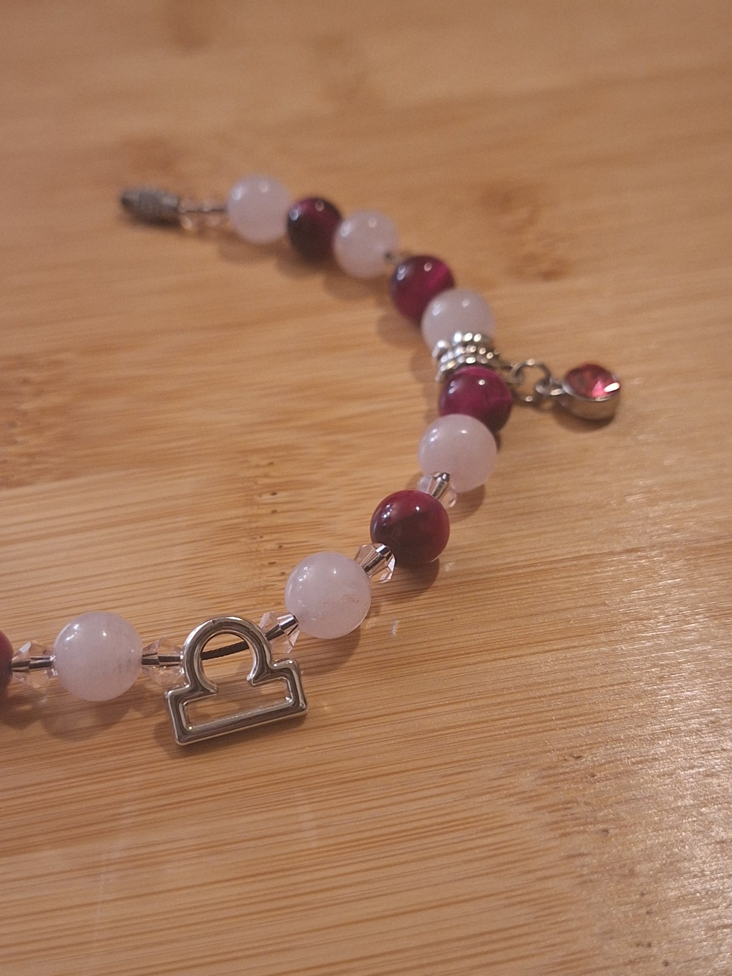 Libra Custom Charm Anklet - Rose Magenta