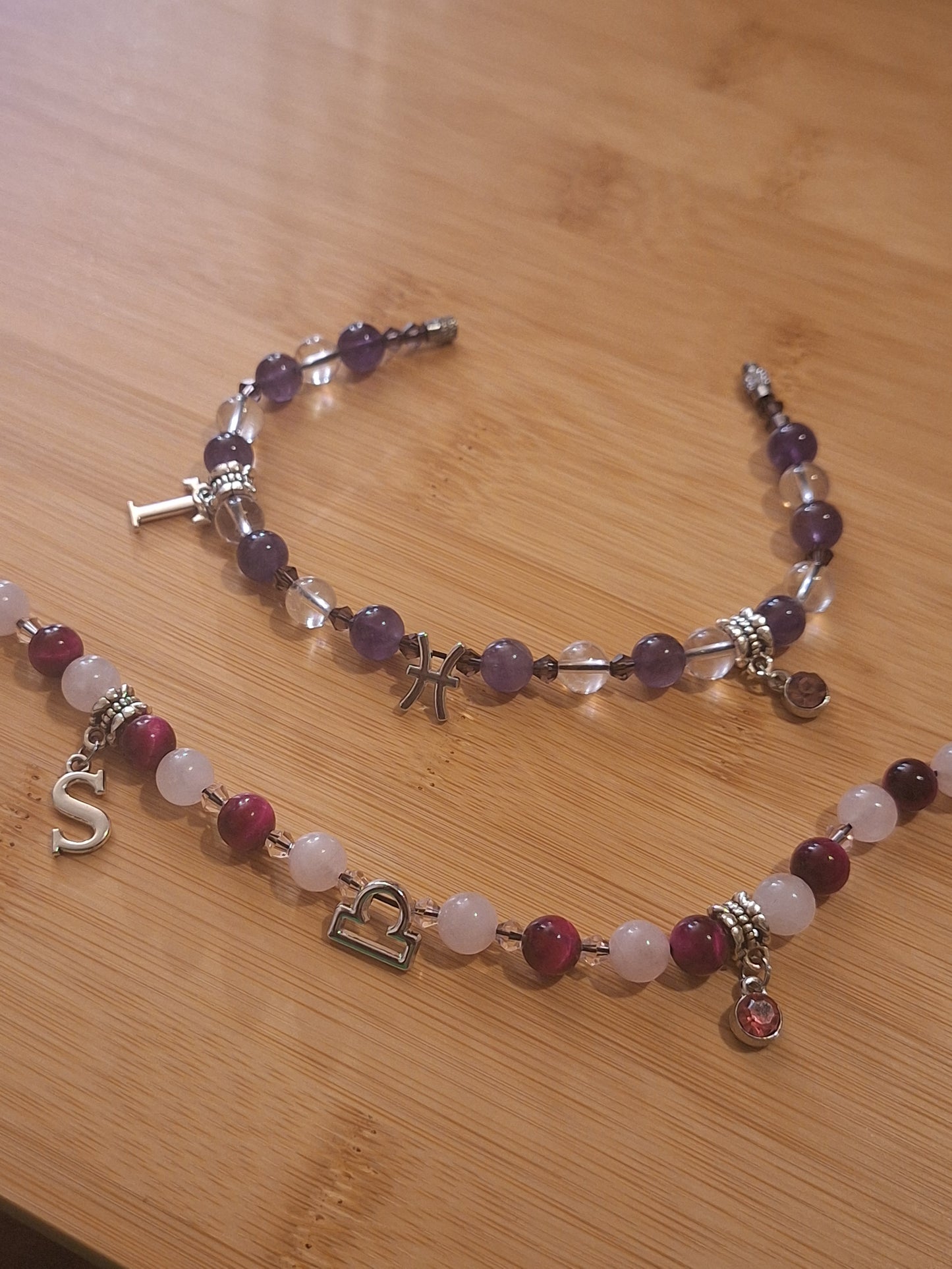 Libra Custom Charm Anklet - Rose Magenta