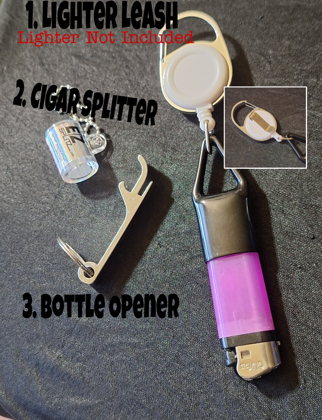 Blue Floral PomBalm Holder 6Pc Lighter Leash Set
