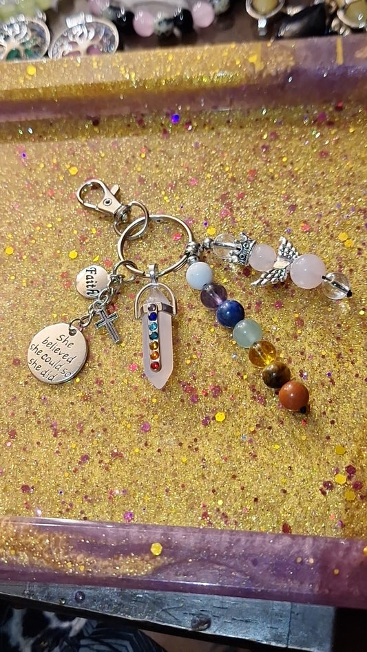 Rose Chakra Guardian with Rose Pendant Double Strand Keybeads