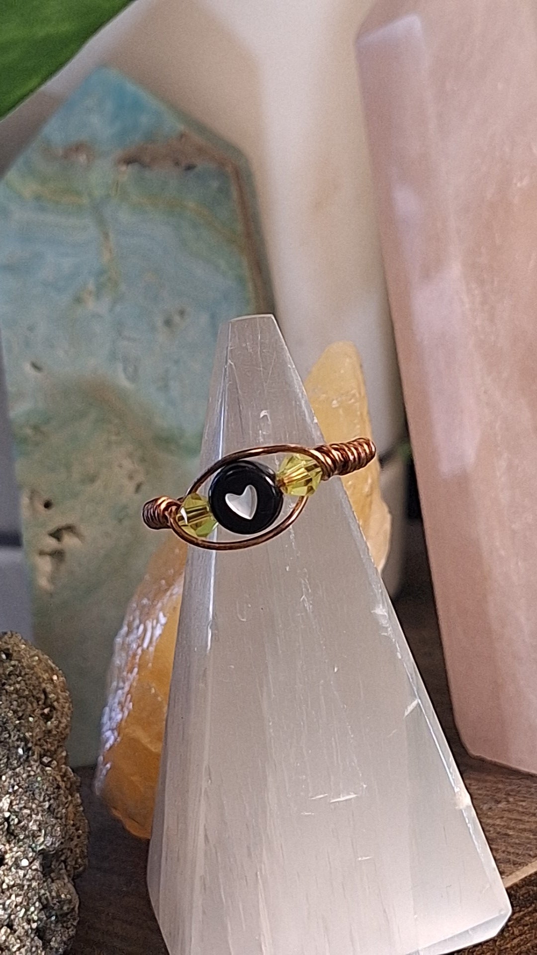 Yellow Heart Adjustable Copper Wire Ring