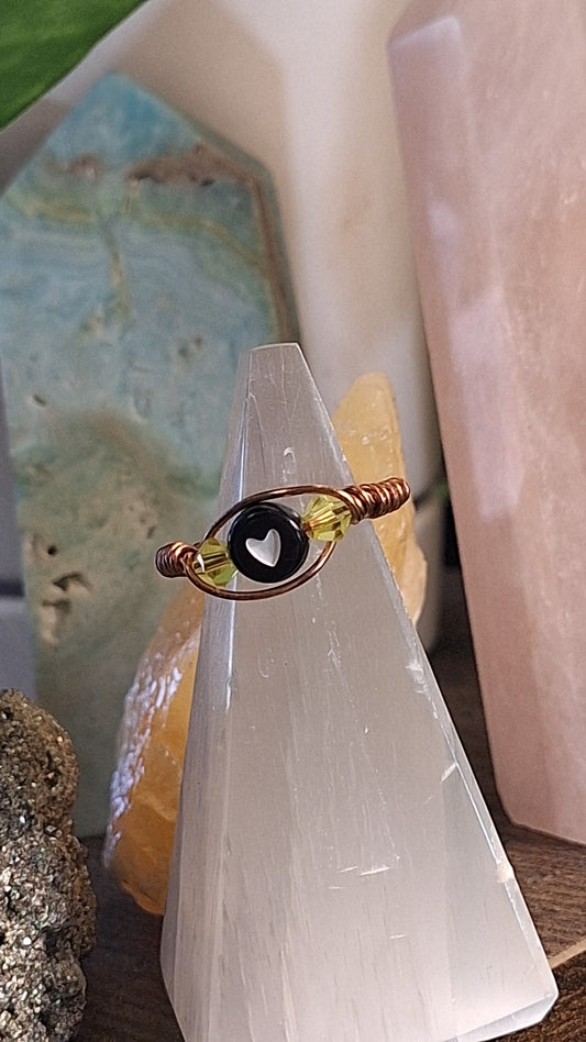 Yellow Heart Adjustable Copper Wire Ring