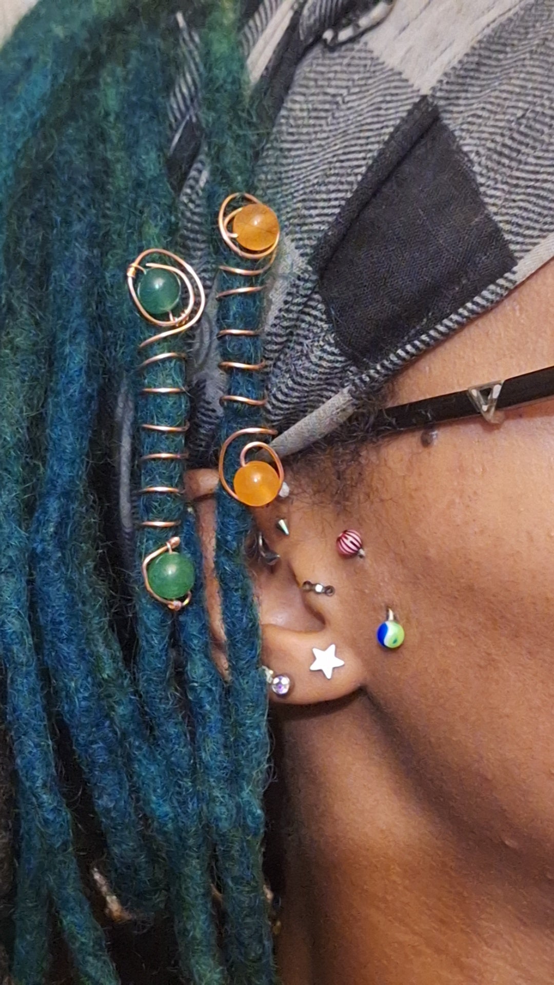 Orange Chalcedony Spiral Hair Charm