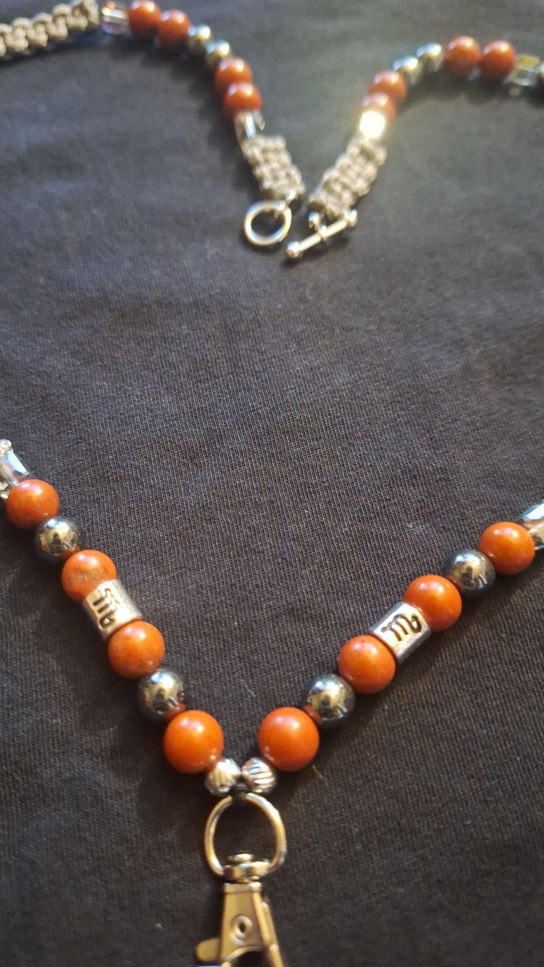 Scorpio Lanyard Red Jasper & Hematite
