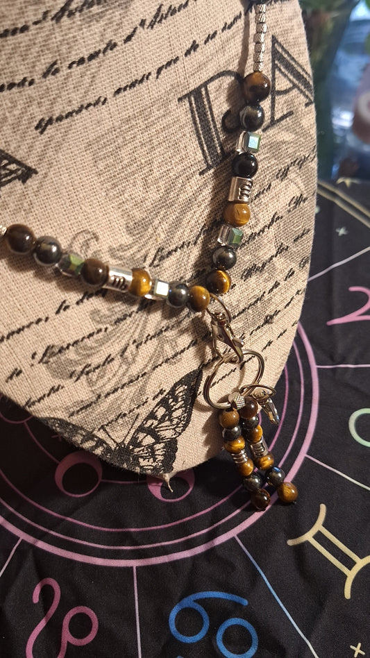 Scorpio Tiger Eye 2 Piece Lanyard and Keybead Set Hematite
