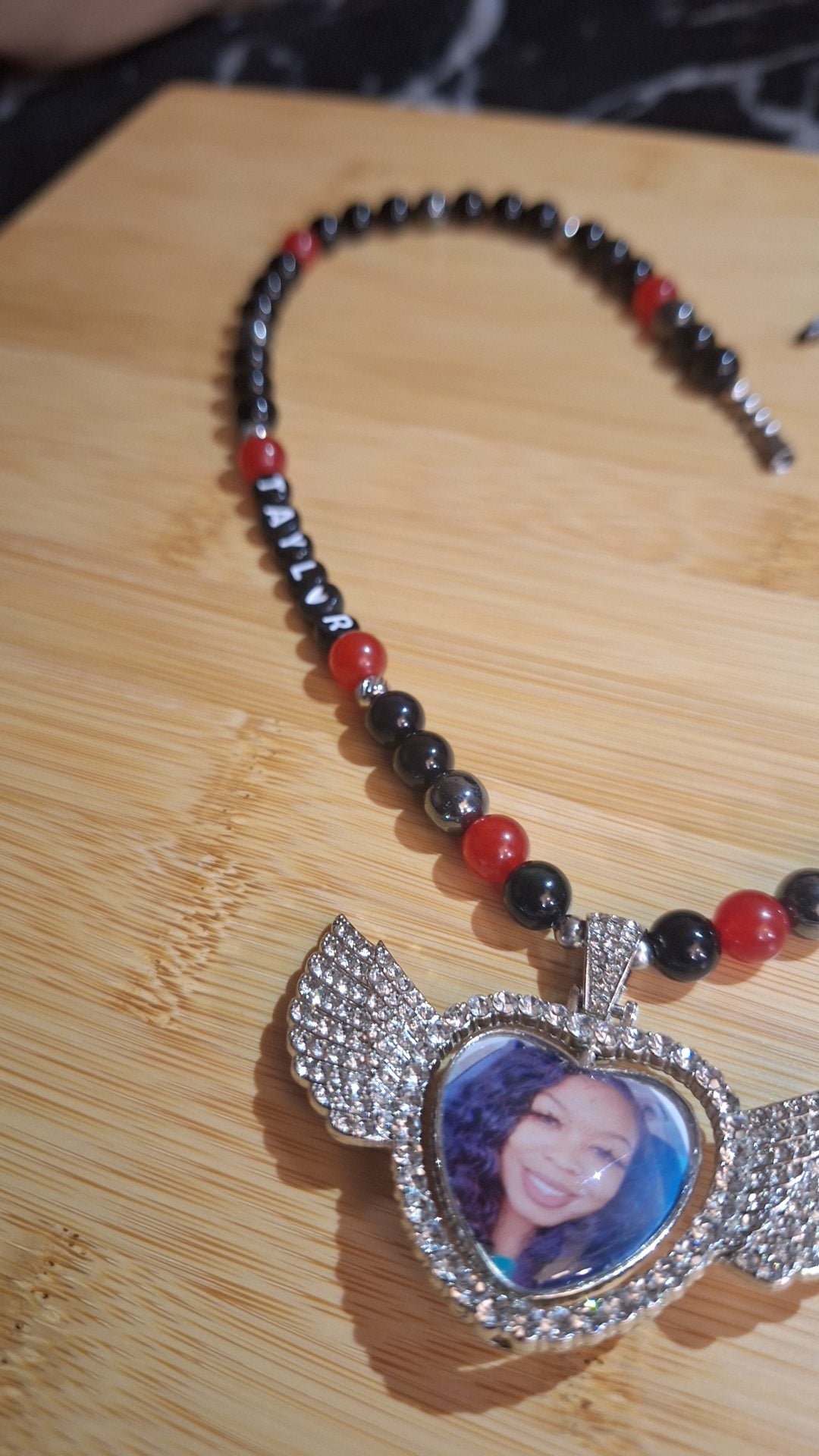 Heart Wing Double Sided Bezel 12in Necklace "Taylor"