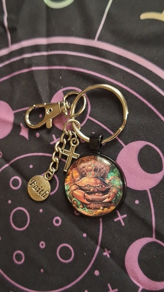Cancer Brown Green Bezel Keychain