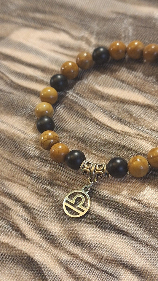 Libra Woodgrain Stretch Bracelet