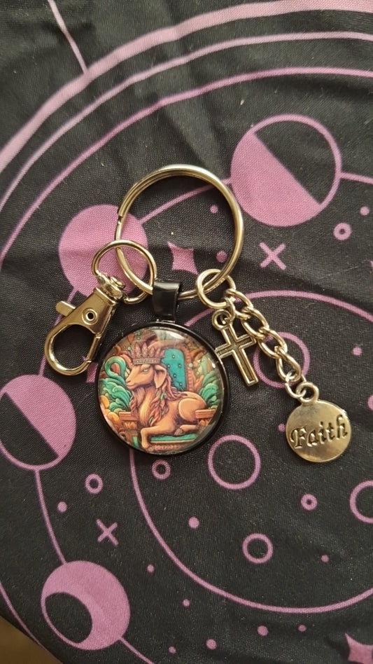 Capricorn Brown Green Bezel Keychain