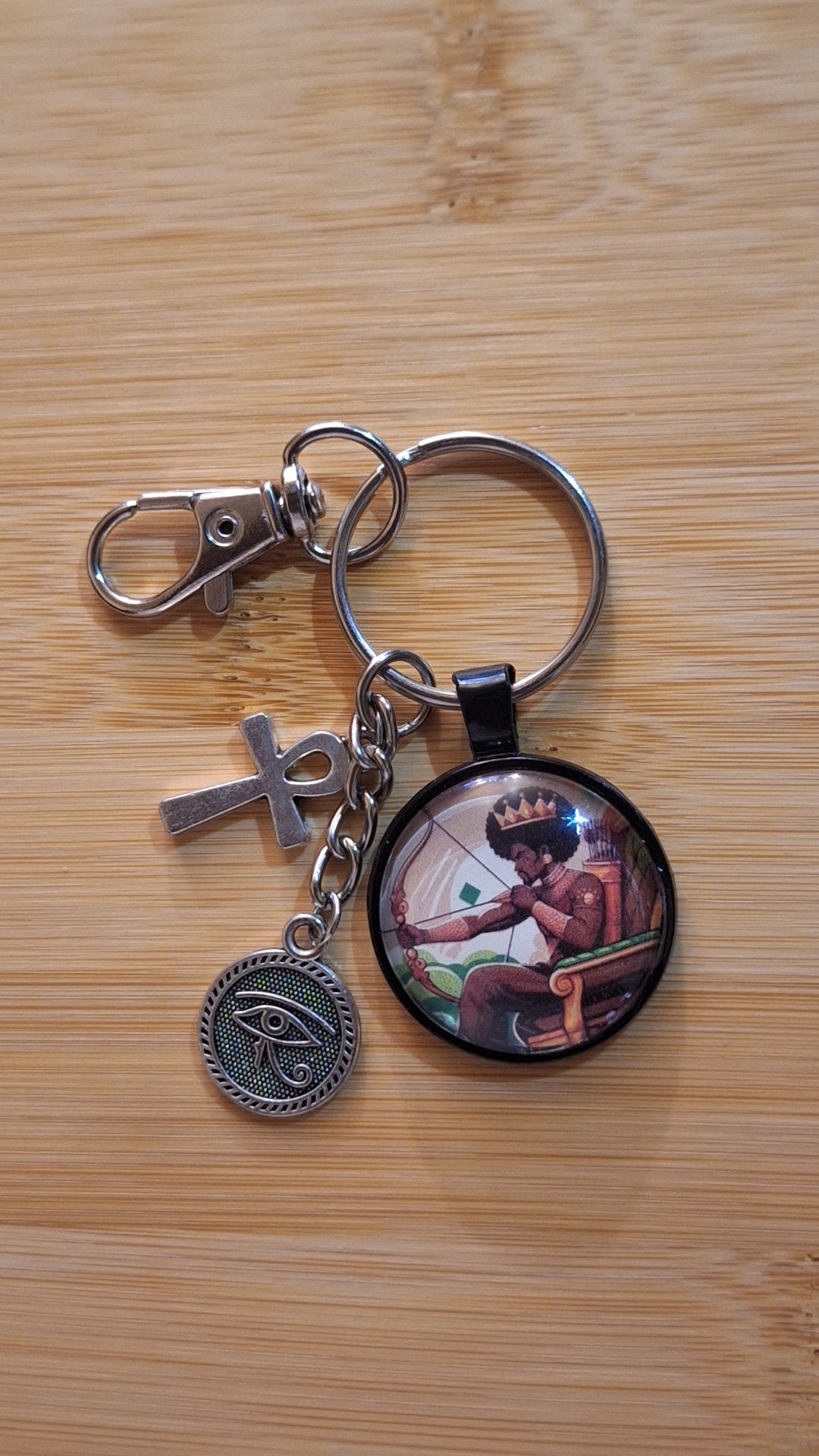 Sagittarius Brown Green Bezel Keychains