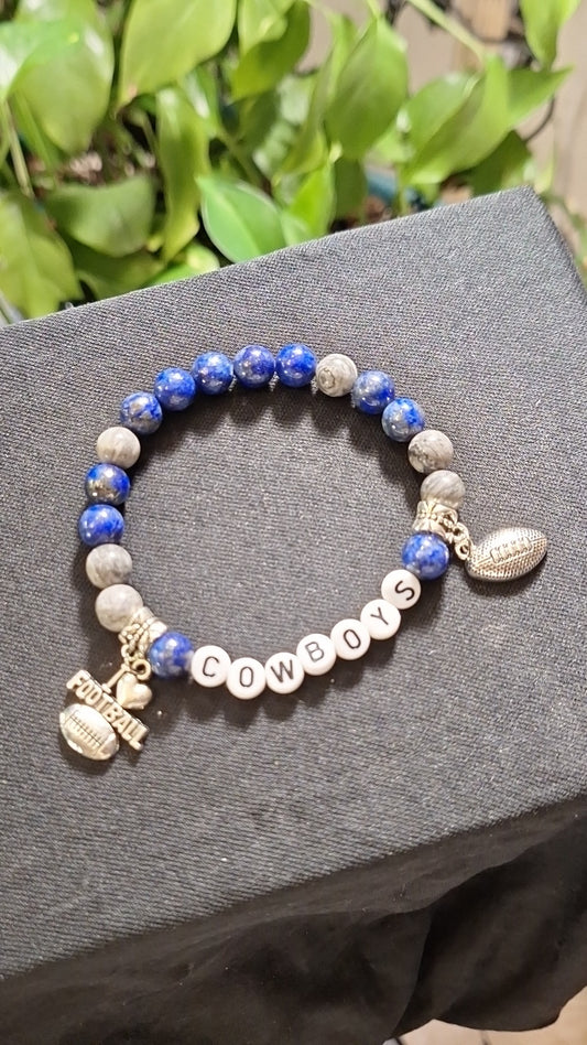 Cowboys Letter Lapis Lazuli Map Jasper Stretch Charm Bracelet