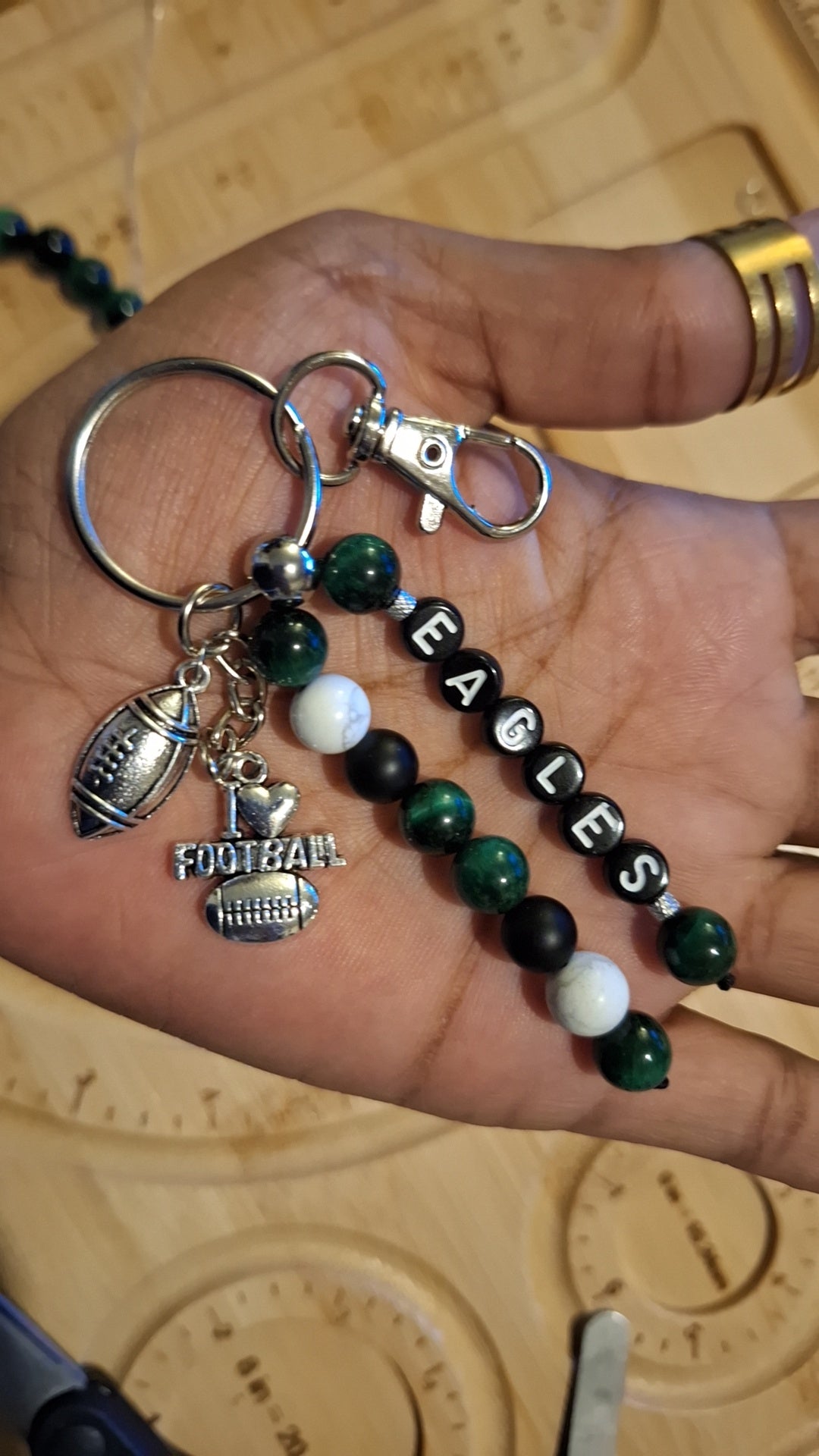 Eagles 4Charm Stretch Bracelet and Keybead Set, 2pc
