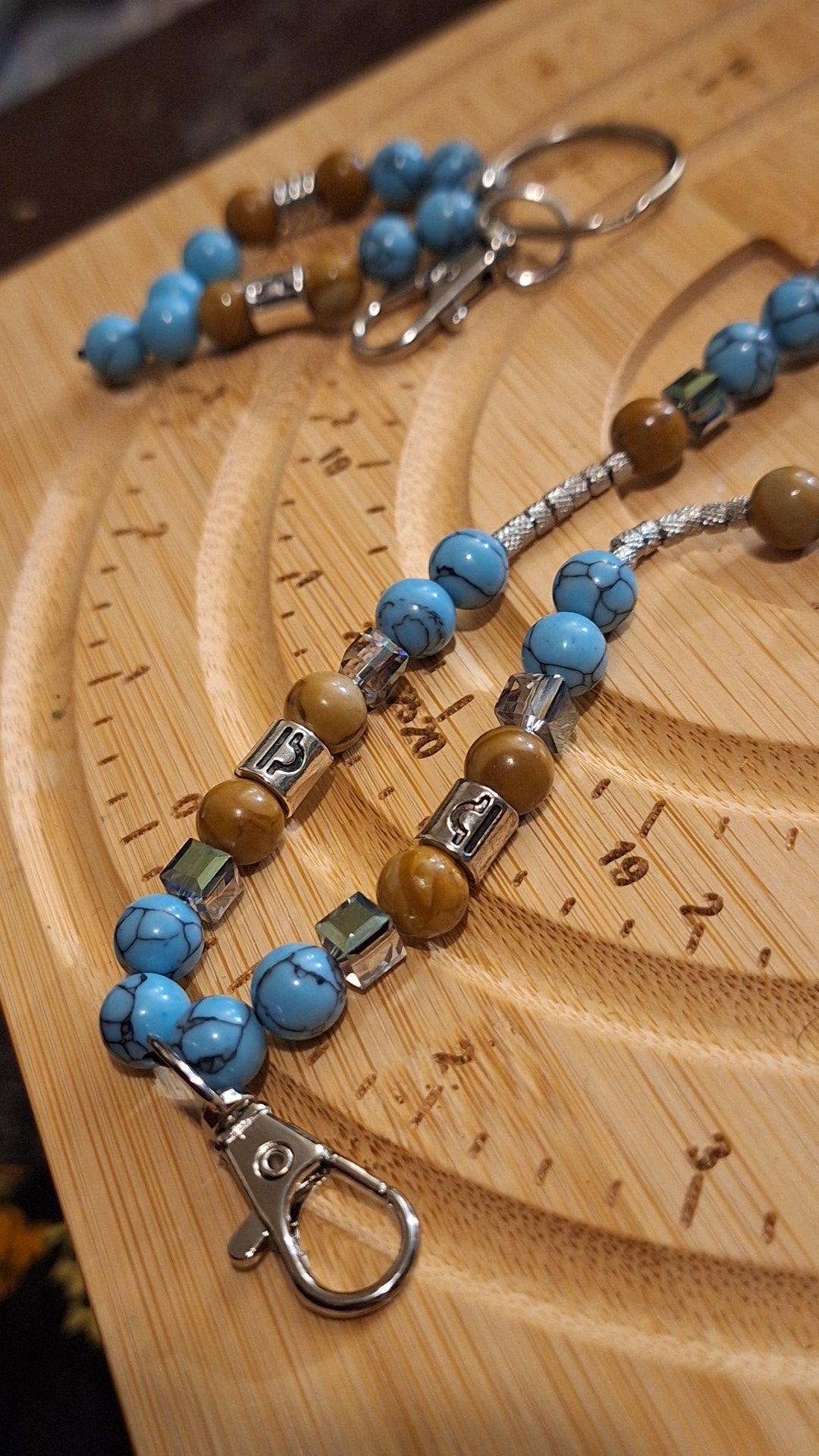 Libra Turquoise Wood Jasper Lanyard and Keybead 2pc Set