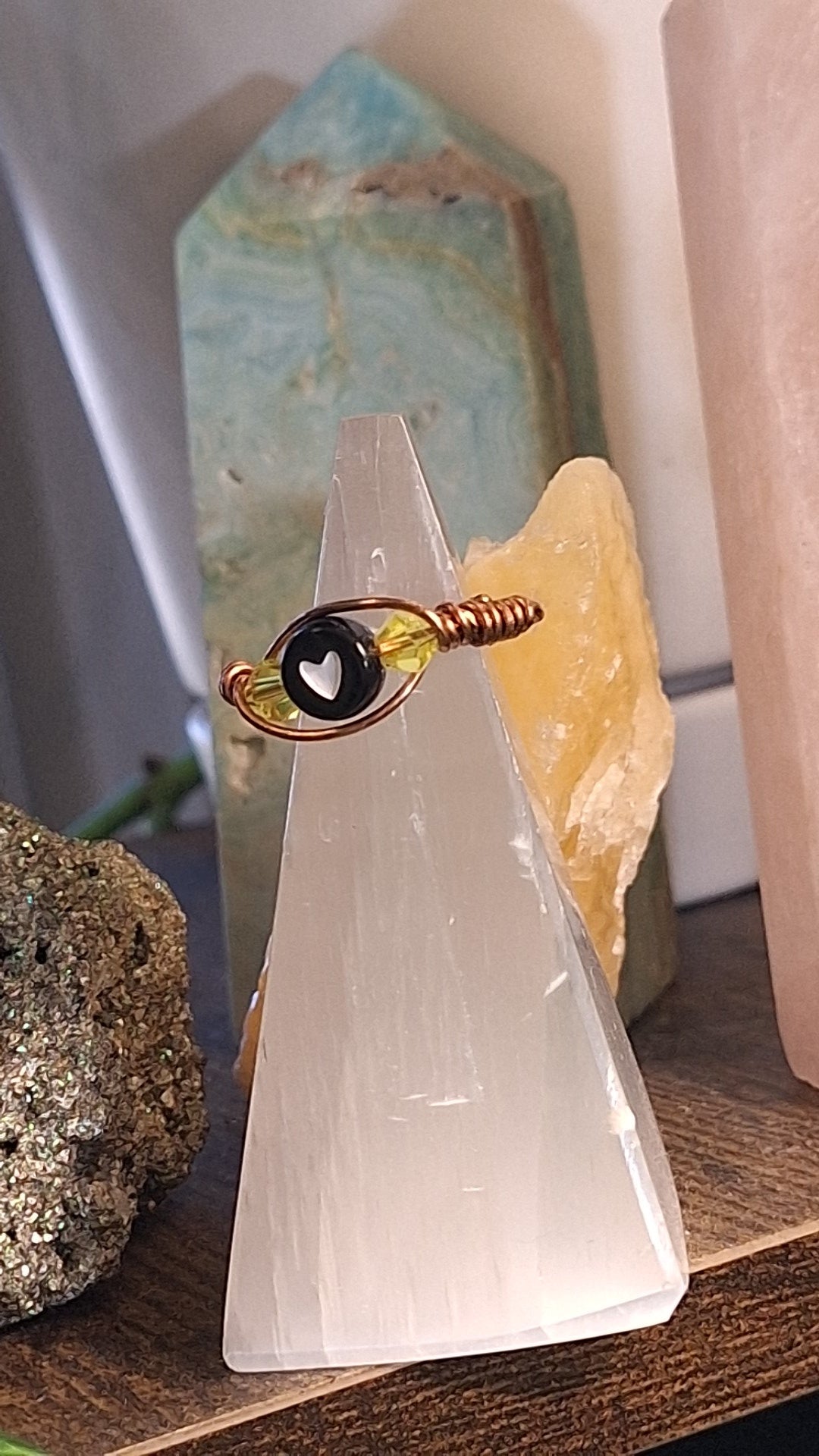 Yellow Heart Adjustable Copper Wire Ring