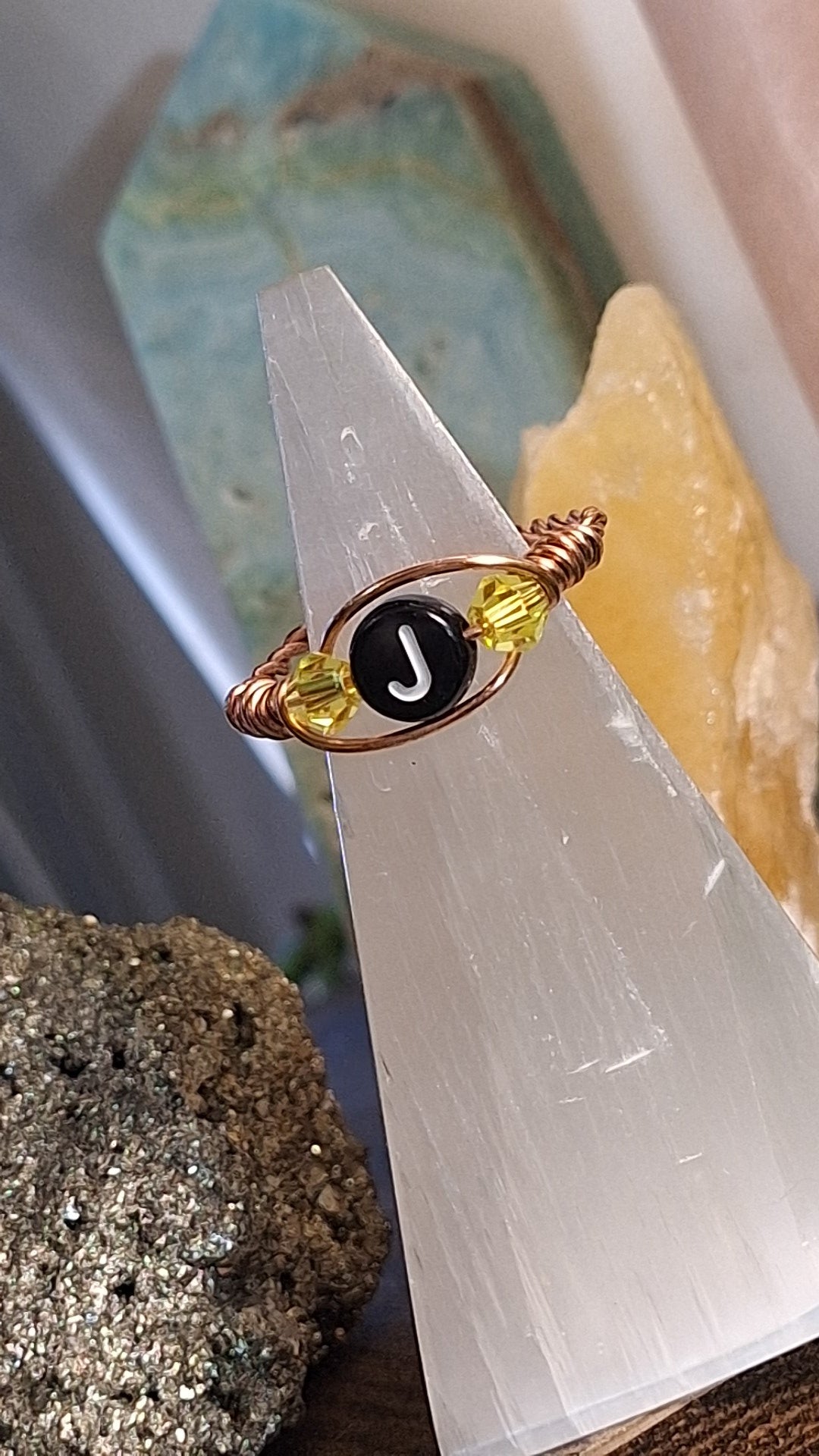 Alphabet "J" Adjustble Ring Yellow