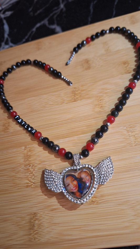 Heart Wing Double Sided Bezel 12in Necklace "Taylor"