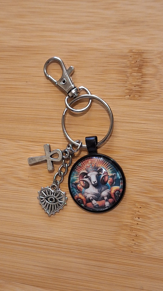 Aries Brown Green Bezel Keychain