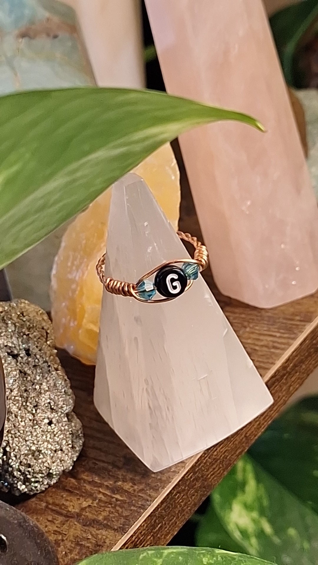 Alphabet "G" Adjustable Ring Light Blue