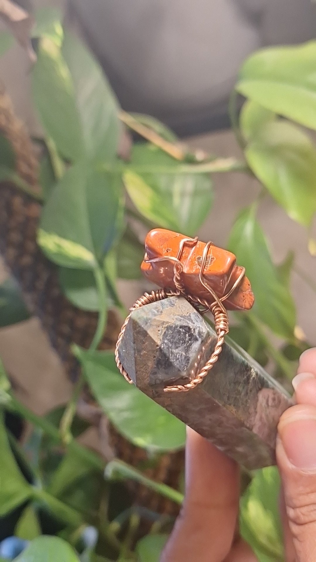 Red Jasper Star Adjustable Coppper Ring