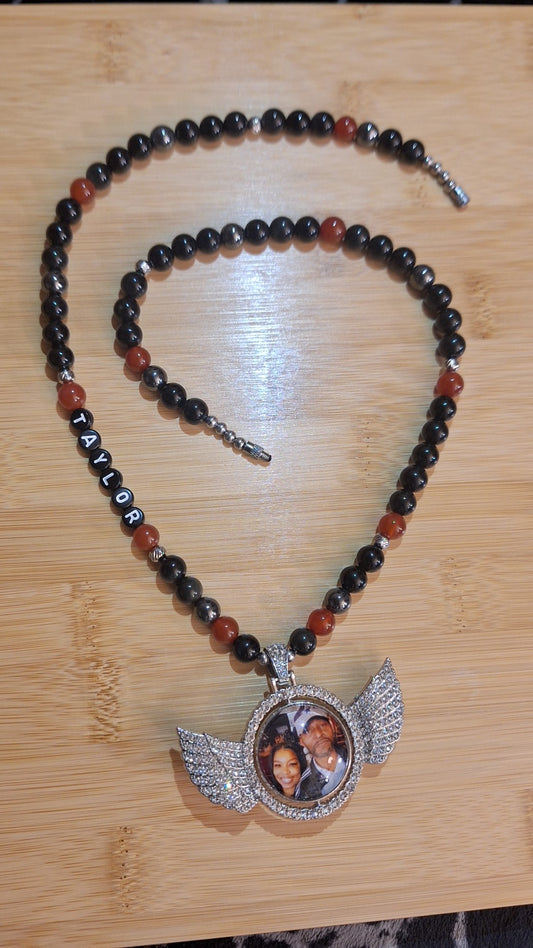 Round Wing Double Sided Bezel 12in Necklace "Taylor"