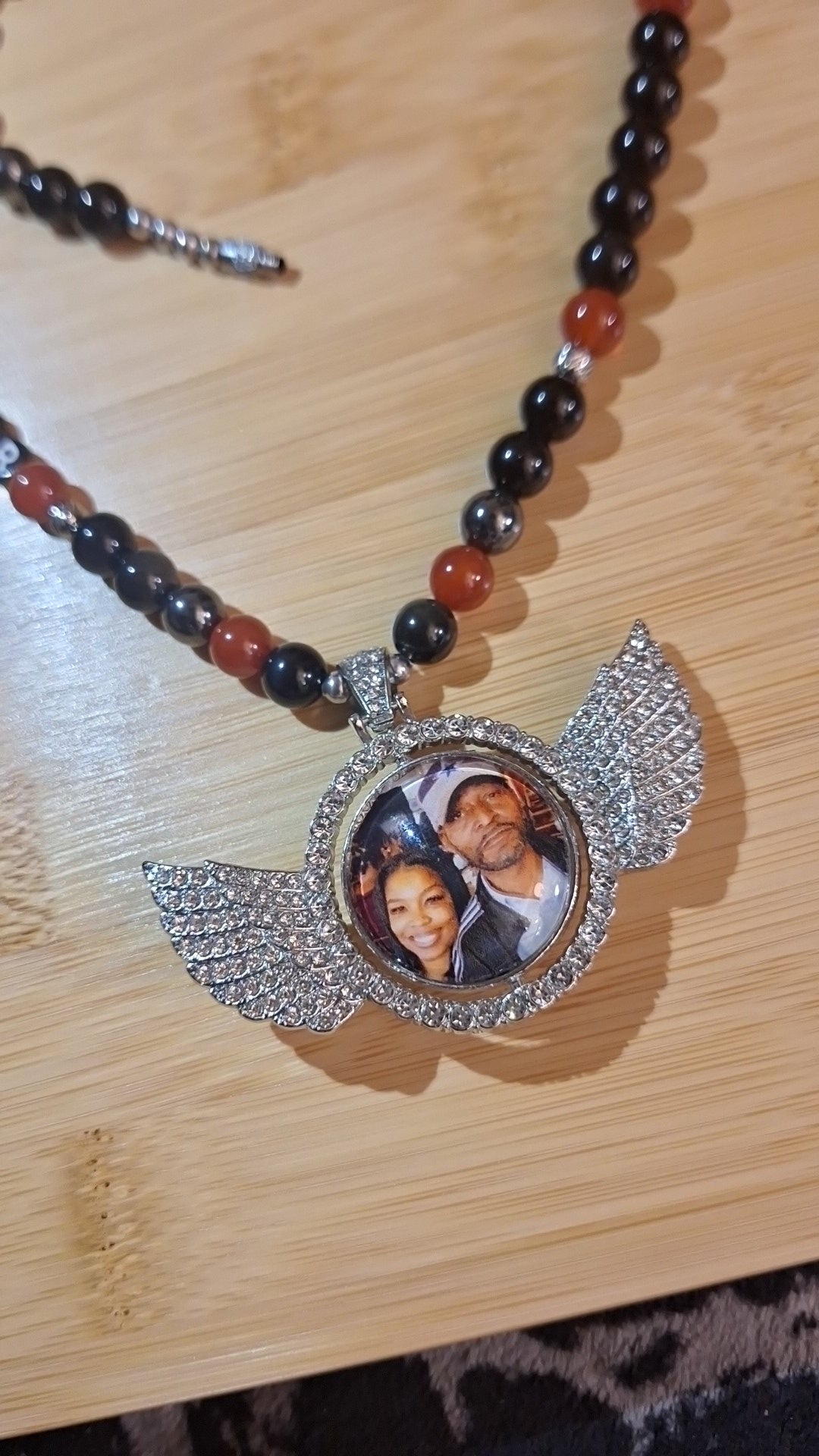Round Wing Double Sided Bezel 12in Necklace "Taylor"
