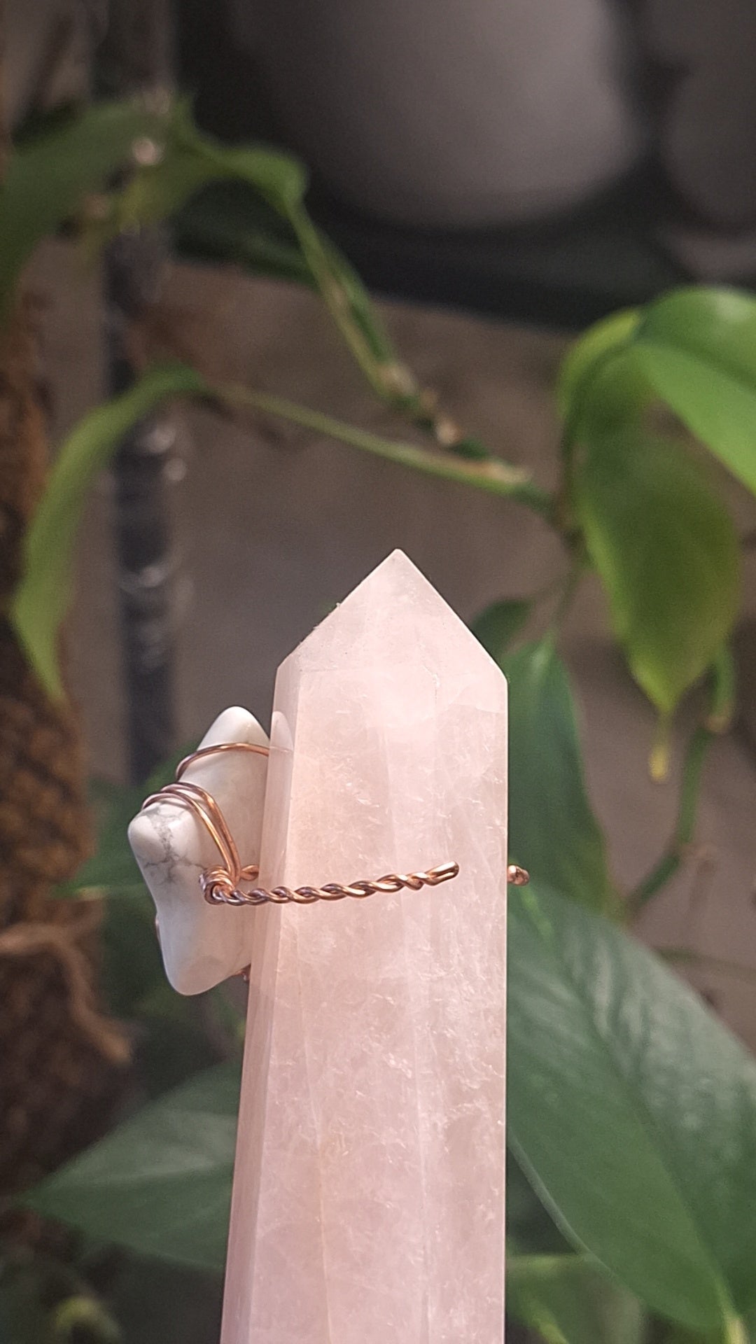 Howlite Star Adjustable Copper Ring
