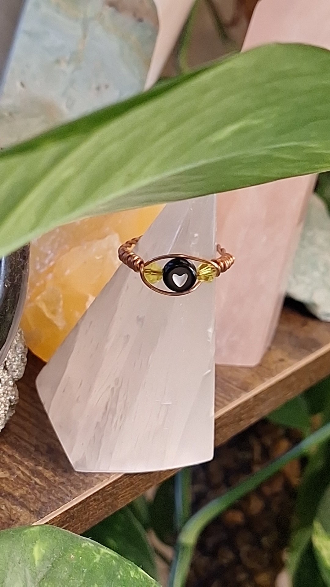 Yellow Heart Adjustable Copper Wire Ring