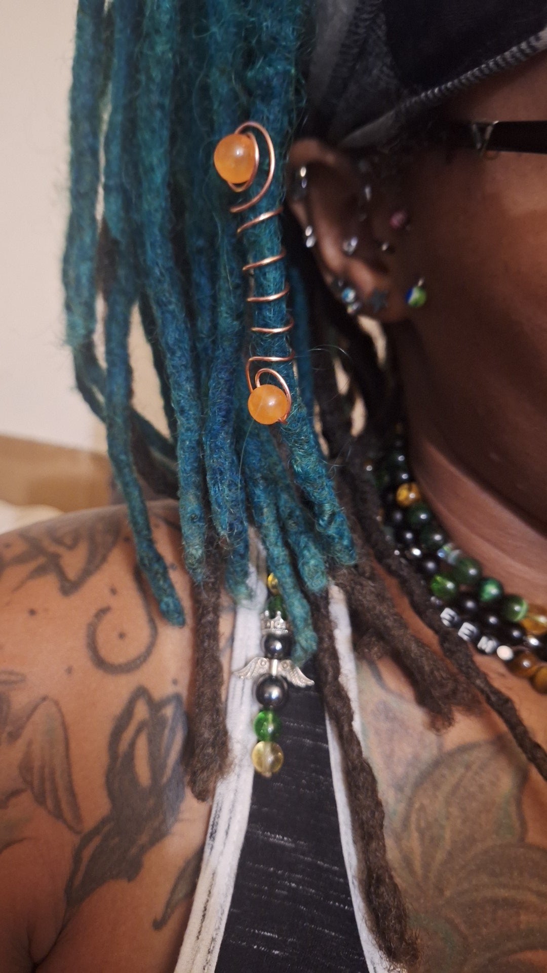 Orange Chalcedony Spiral Hair Charm