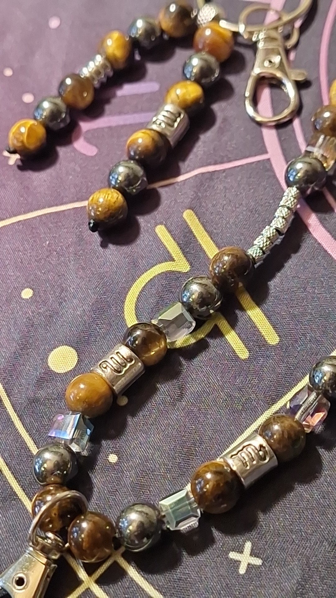 Scorpio Tiger Eye 2 Piece Lanyard and Keybead Set Hematite