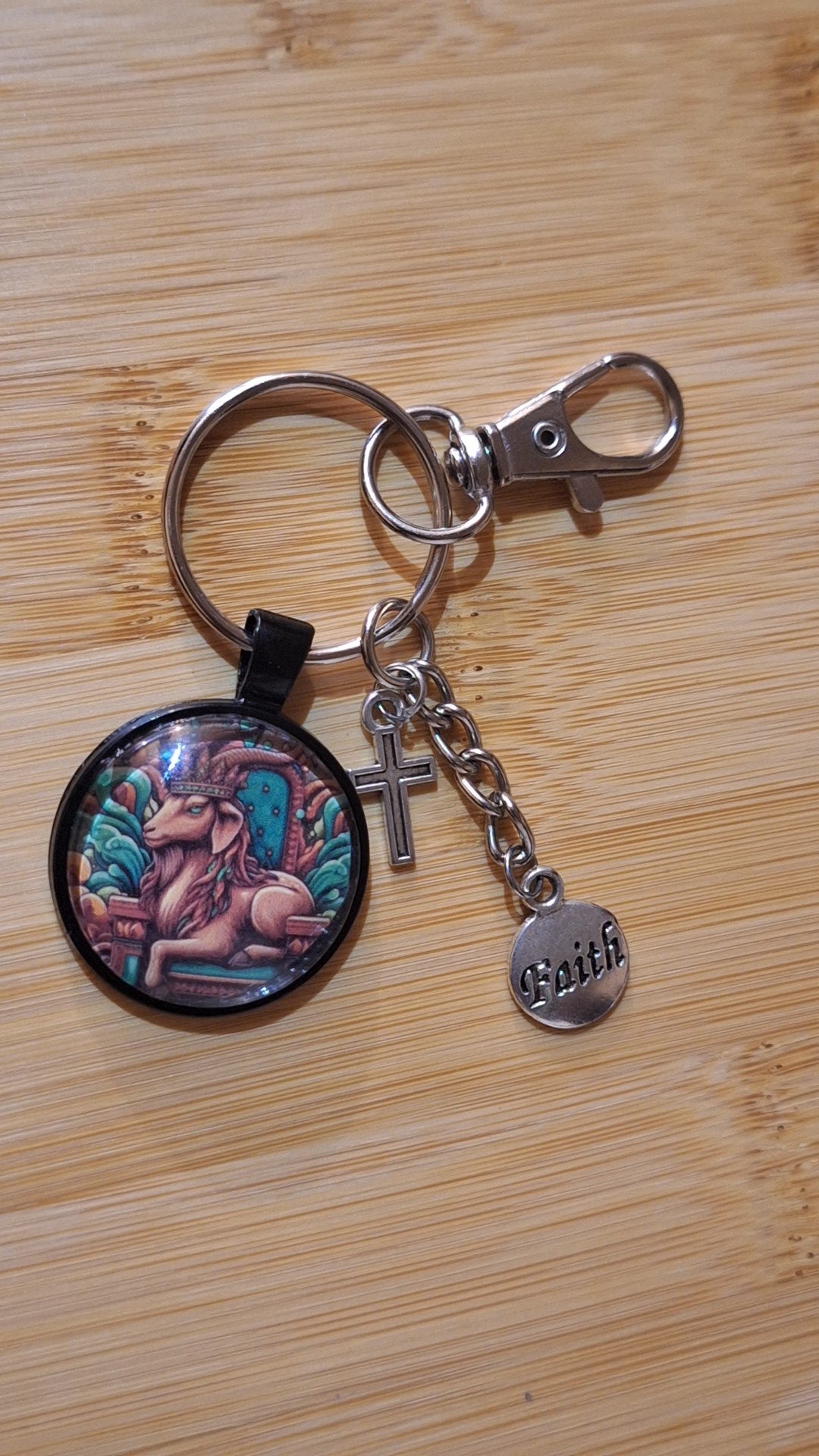 Capricorn Brown Green Bezel Keychain