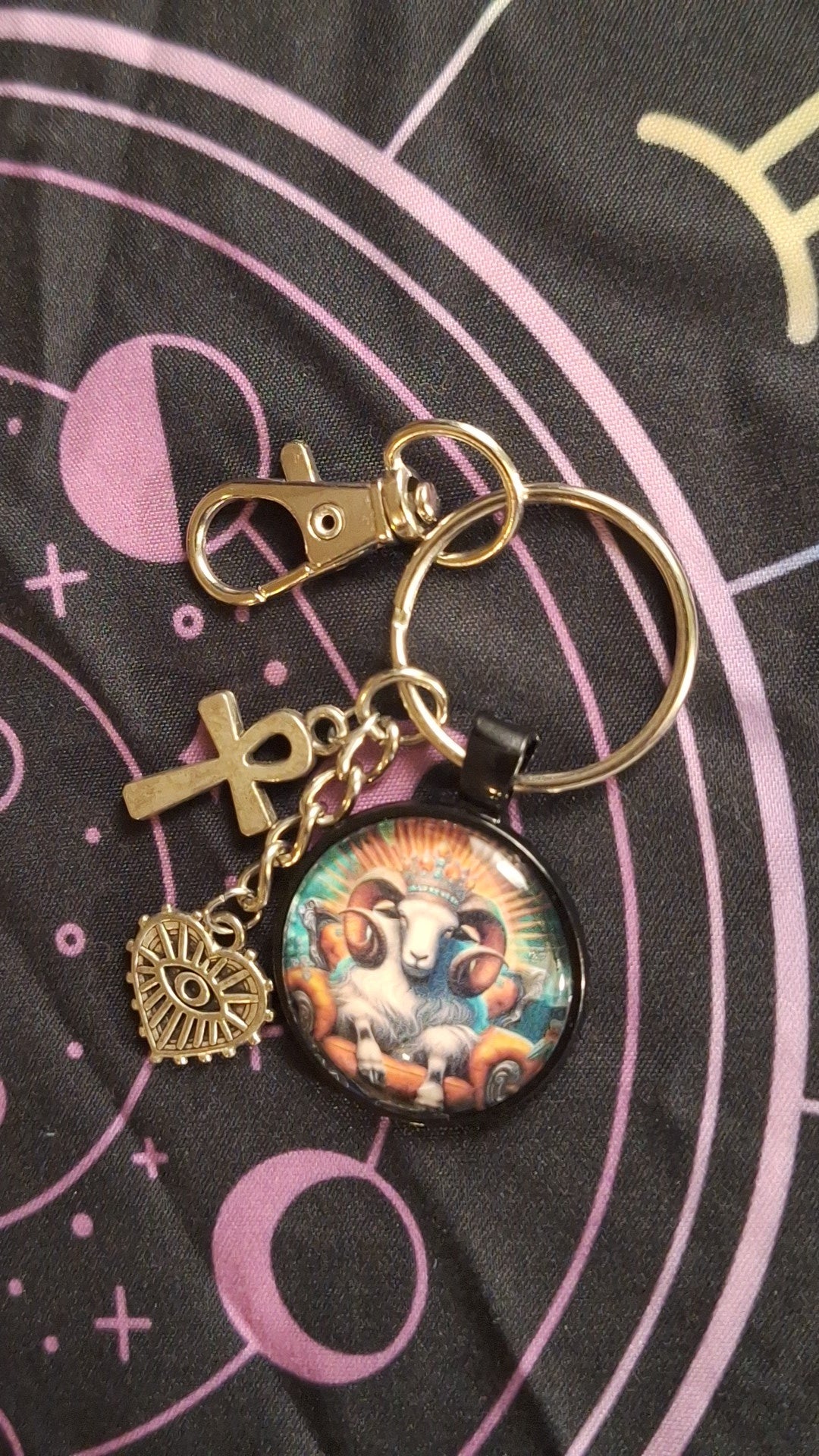 Aries Brown Green Bezel Keychain