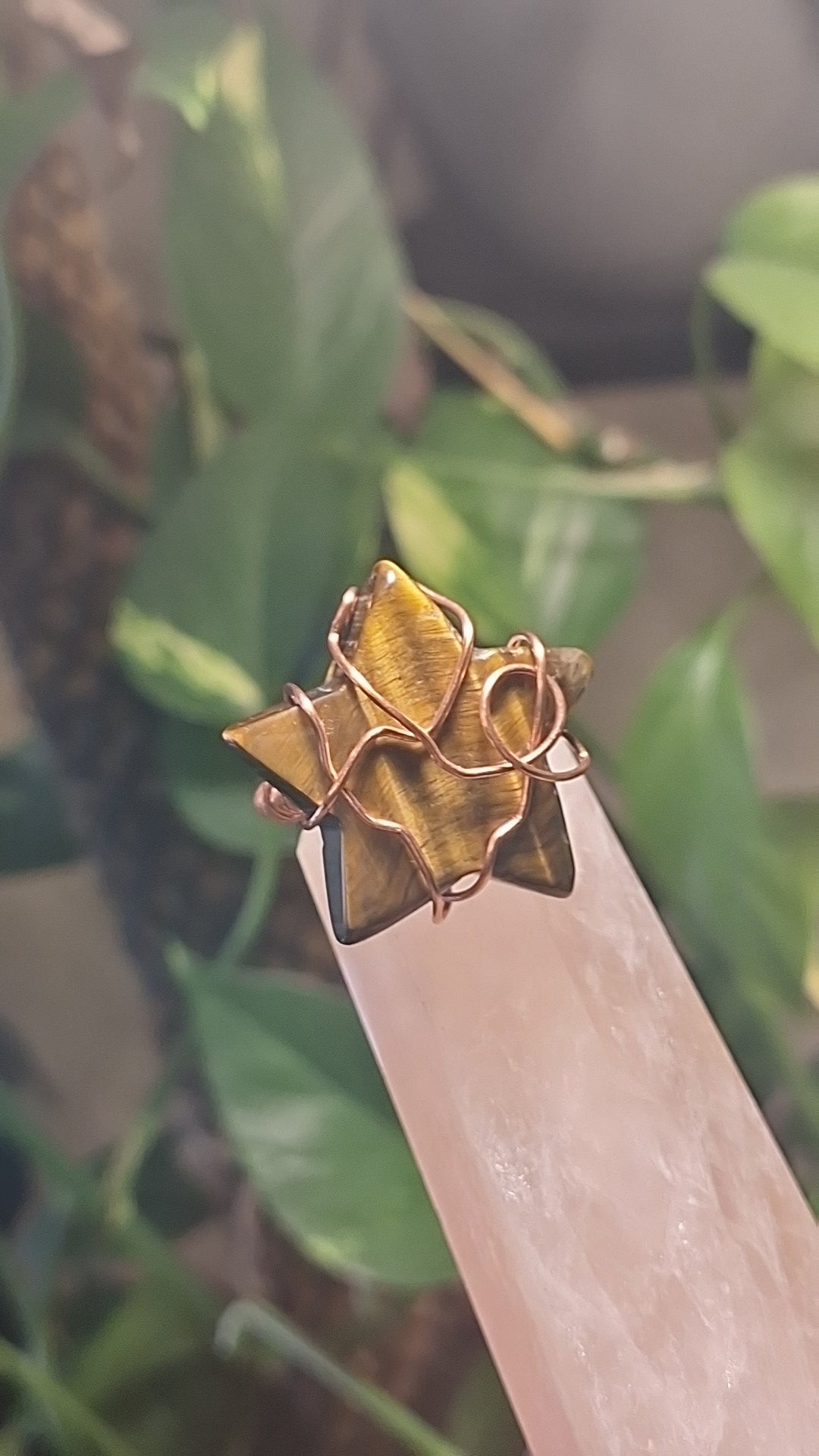 Tiger Eye Star Adjustable Copper Ring