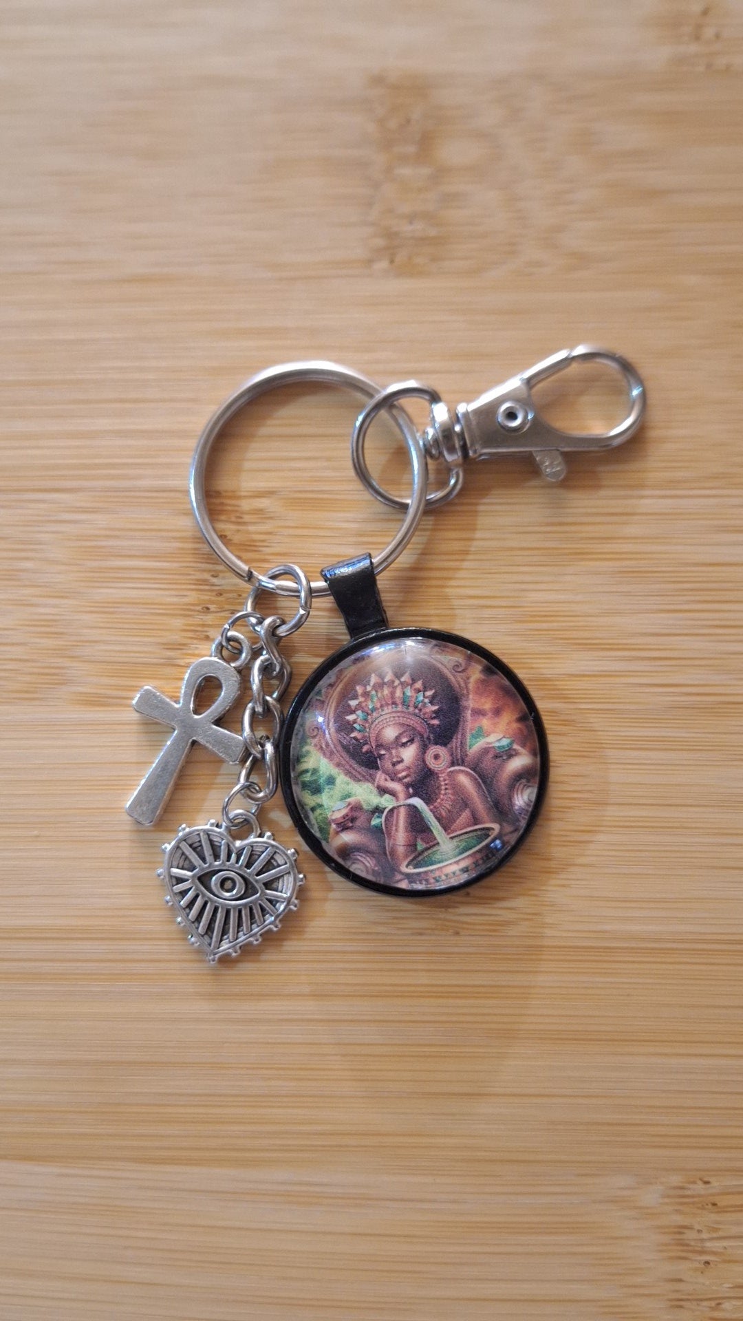 Aquarius Brown Green Bezel Keychain