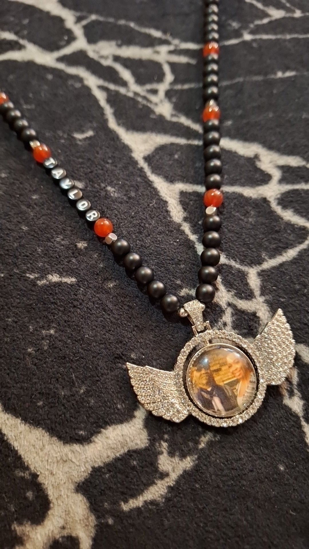 Round Wing Double Sided Bezel 12in Necklace "Taylor"