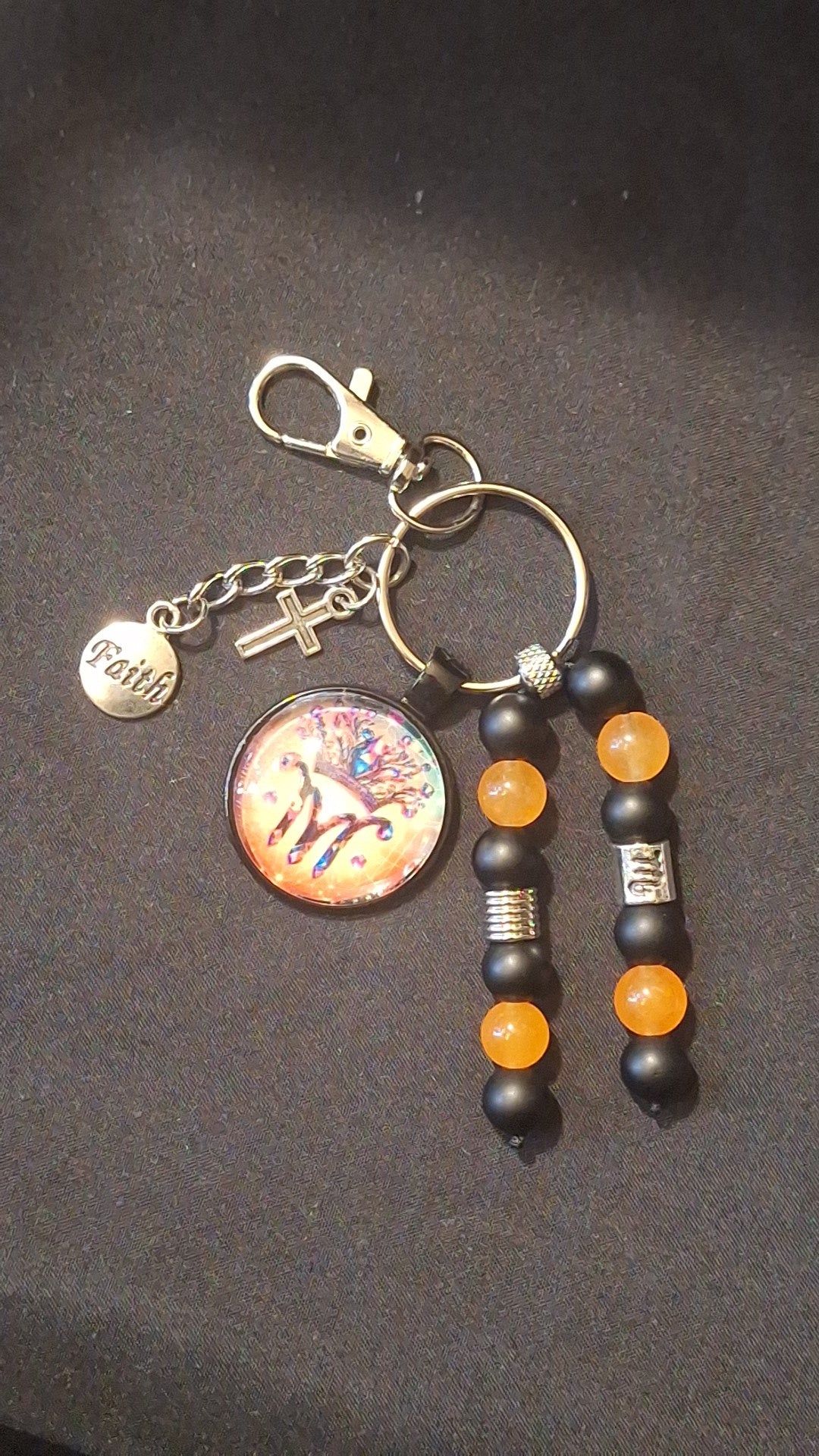 Scorpio Bezel Double Stand Keybeads - Onyx, Chalcedony